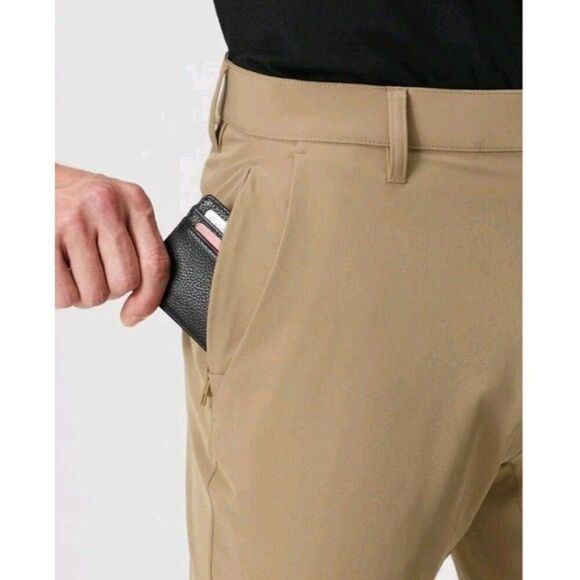 Fabletics The Only Pants Mens 32x32 Beige Slim Fit Straight Stretch Meas. 31X29 - Picture 8 of 11